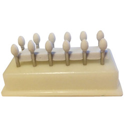 Infection ControlHouse Brand FL3A FG White Mounted Stone, 12/Pk. Egg shaped finishing stones
